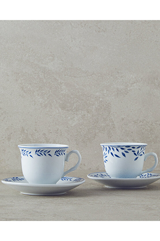Blatt Porselen Kahve Fincan Takımı 4 Parça 2 Kişilik Lacivert