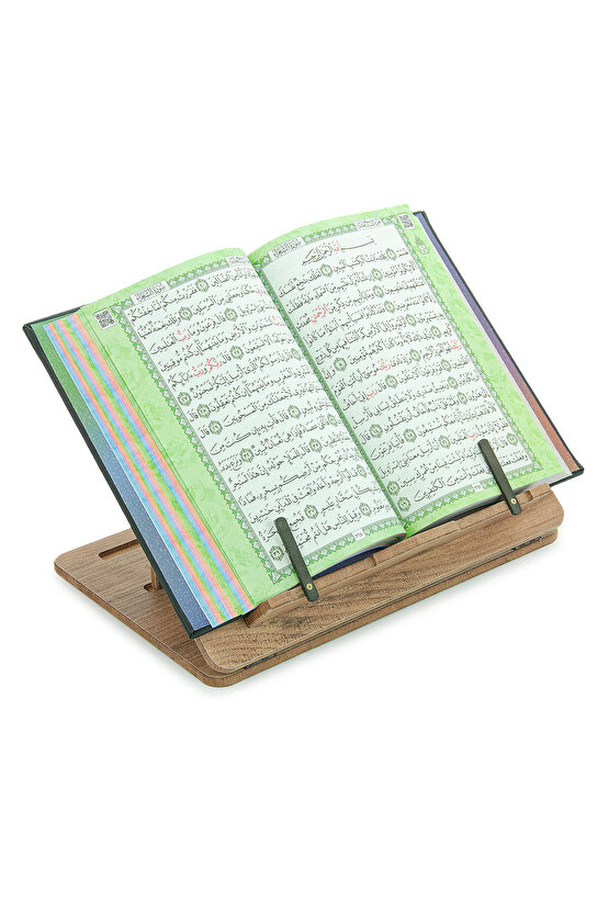 Masaüstü Kademeli Ayarlanabilir Allah Yazılı Sayfa Tutucu Aparatlı Ahşap Rahle Katlanabilir Tablet