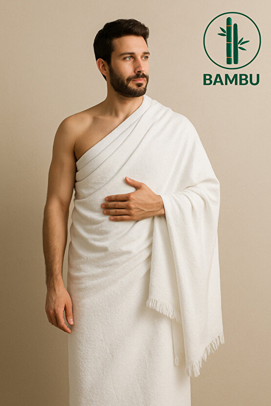 %100 Bambu Ihram Takımı Yumuşak, Beyaz ,terletmez Hac Ve Umre Takımı