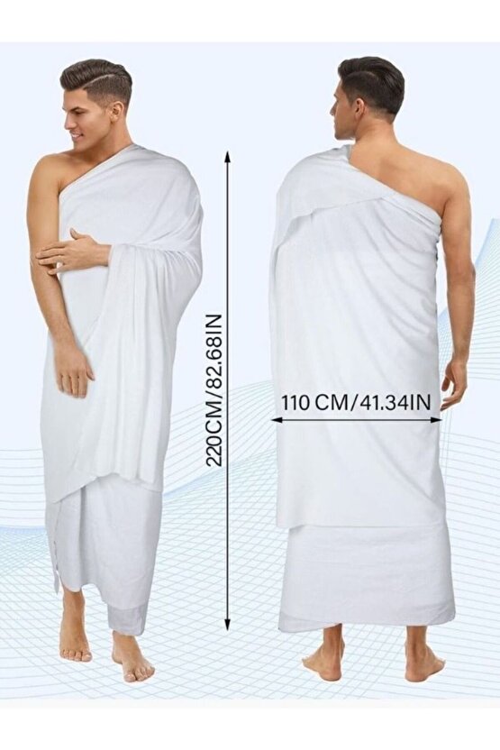 Özel Lüx Hac ve Umre İçin %100 Pamuk Terletmeyen Muslin İhram (110*220 cm 1350 gr)