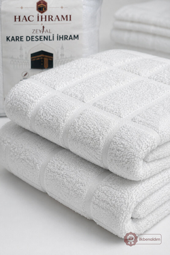 Kare Desenli Hac İhramı 2 Parça 1250 GR 110x220 cm Umre İhramı