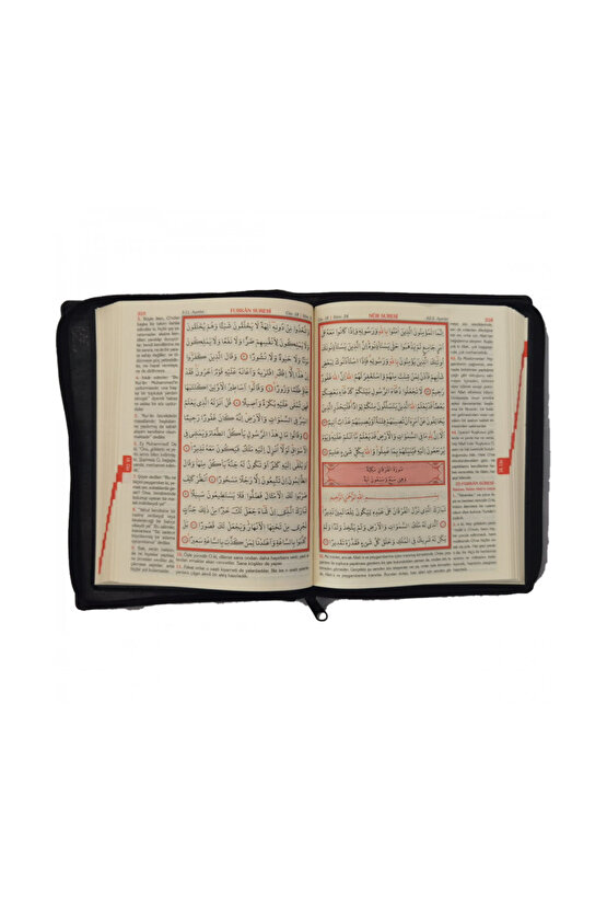 KURANI KERİM YEŞİL RENK MÜHÜRLÜ ÇANTA BOY FERMUARLI 15 SATIR MEALLİ