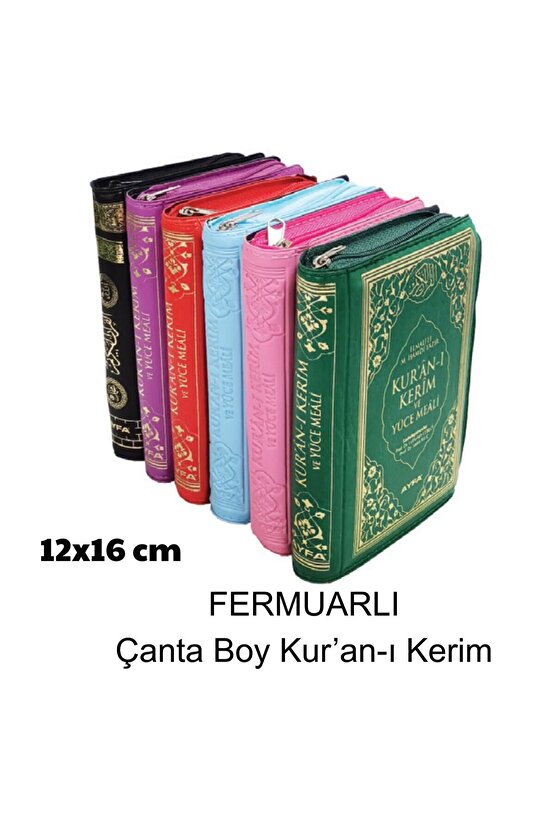Fermuarlı Kılıflı Çanta Boy Mealli Kuranı Kerim ve Meali - 12*16 cm Çanta Boy Kuran Kılıflı