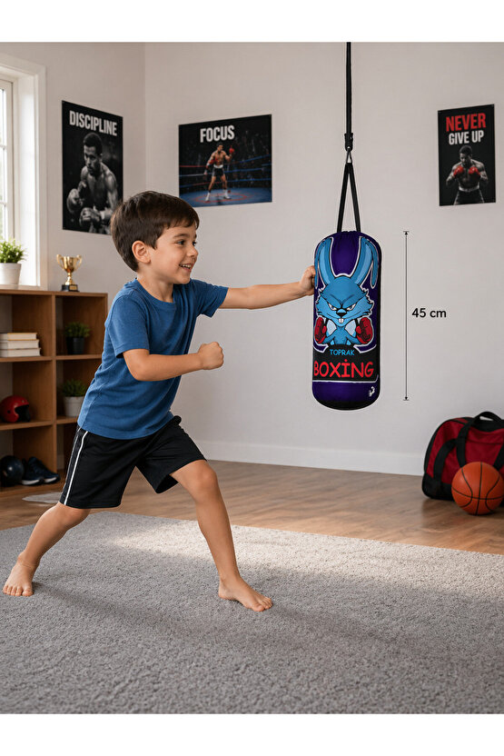 Çocuklar İçin Asılabilir Boks Torbası 45 cm – Eğlenceli Spor Oyuncağı – Dayanıklı Figürlü Tasarım
