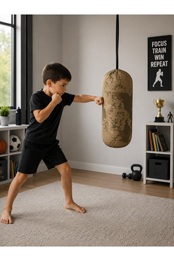 Kamuflaj Desenli Eldiven Hediyeli Boks Torbası Içi Dolu