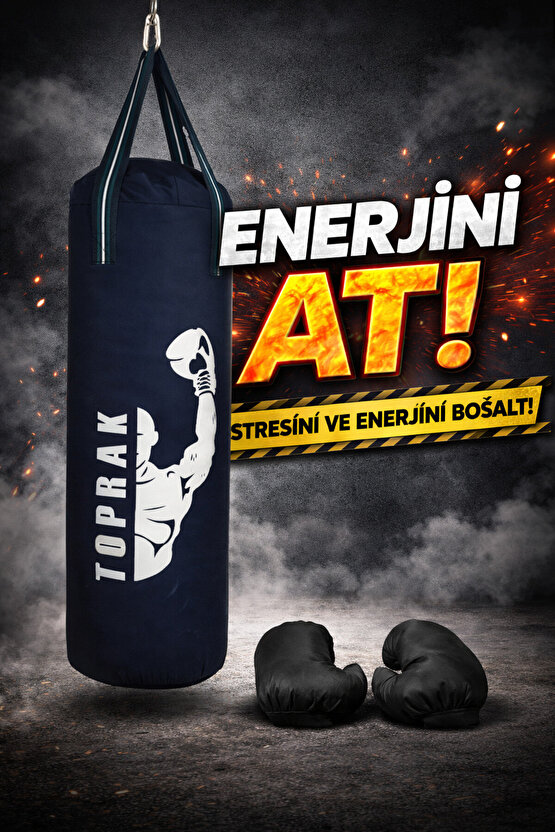 ELDİVEN Hediye 60 Cm Boks Torbası Karabina Hediyeli Lacivert 60 X 25