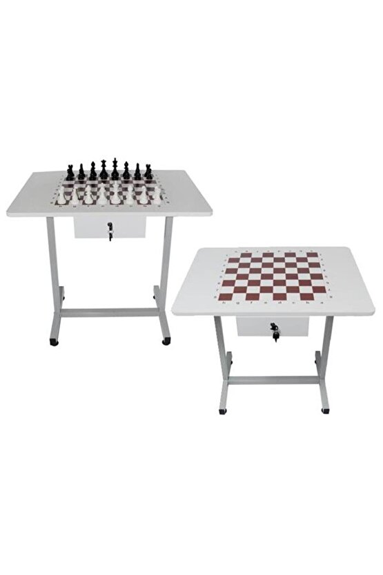 Komple Metal Ayaklı Satranç Masası 60x80 cm PAN606