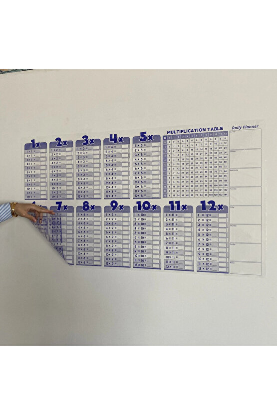 56X100 cm - Statik Kağıt İngilizce Çarpım Tablosu