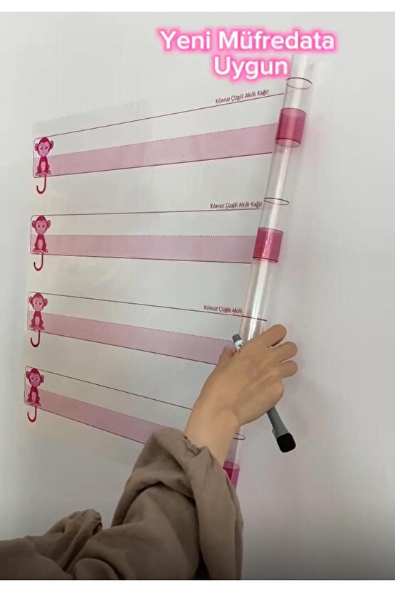 Yeni Müfredat Klavuz Çizgili 56x100 cm Kağıt Tahta - Doldurulabilir Silgili Kalem Hediye