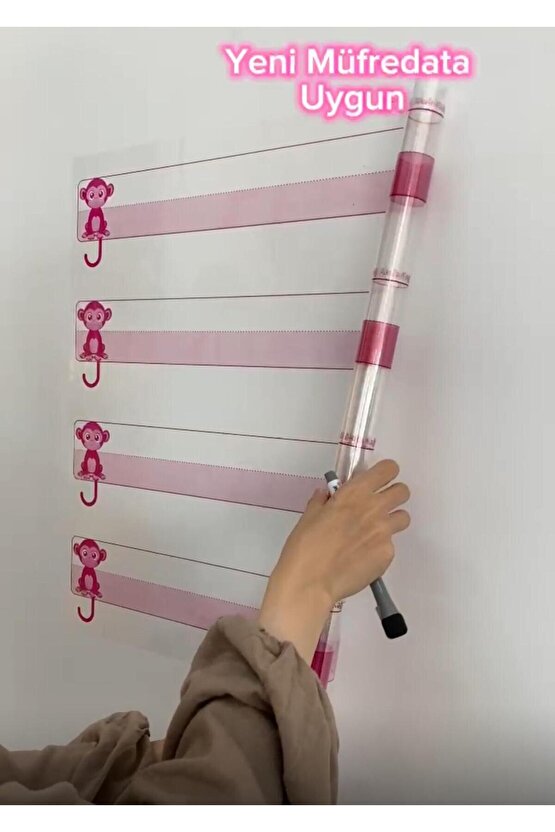 Yeni Müfredat Klavuz Çizgili 56x100 cm Kağıt Tahta - Doldurulabilir Silgili Kalem Hediye