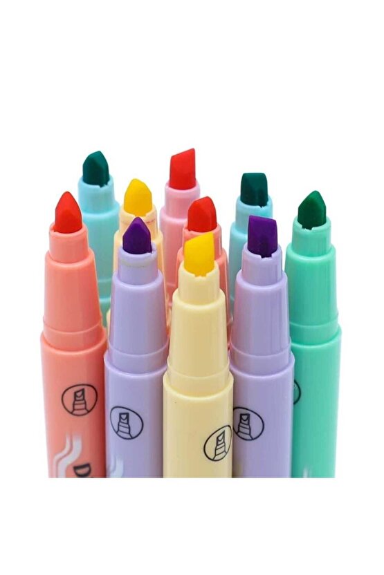 Çok Renkli Pastel Highlighter 6 Renk Fosforlu Kalem Seti Çift Taraflı