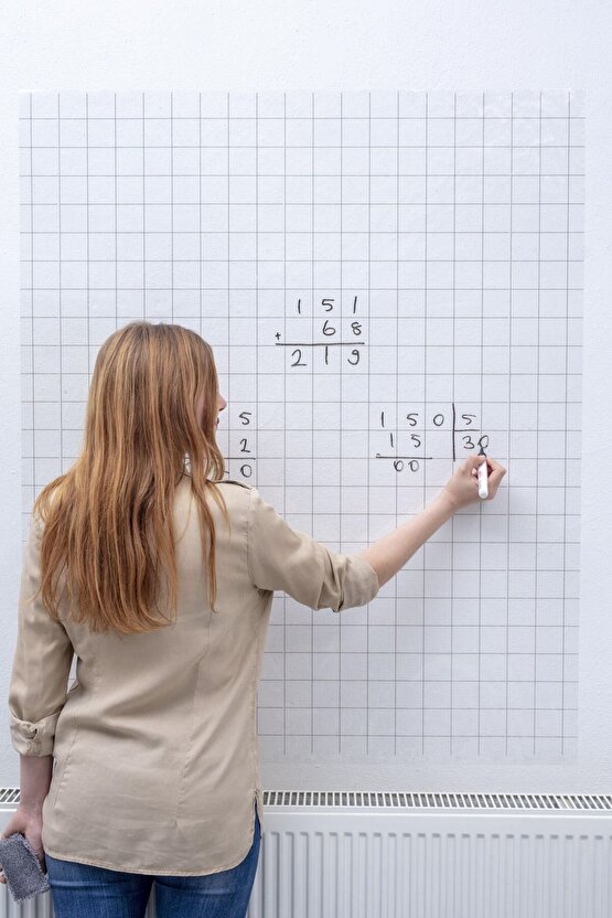 100x120 cm Kareli Statik Akıllı Kağıt Tahta - Doldurulabilir Silgili Tahta Kalemi Hediye
