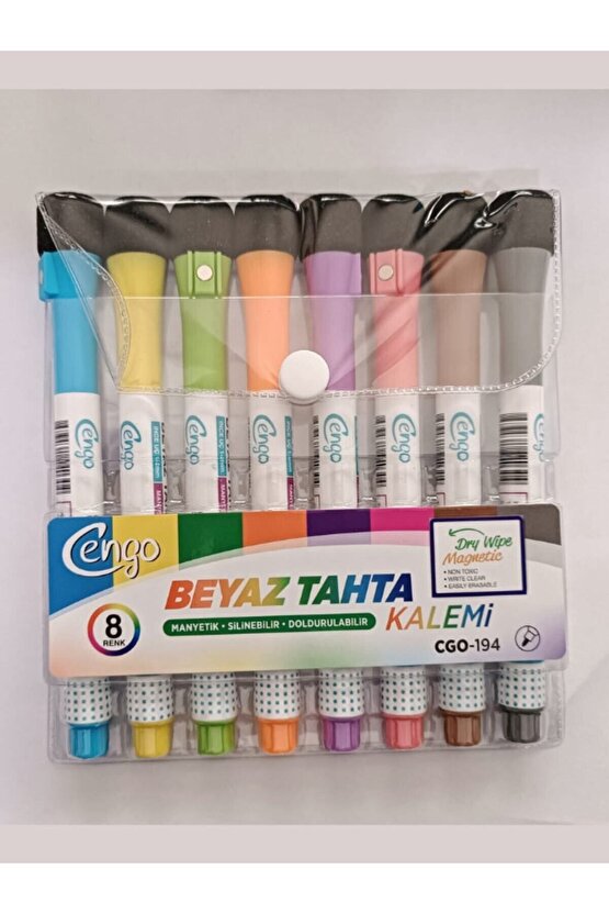 Manyetik Özellikli Doldurulabilir Silgili Tahta Kalemi 8 Li Set