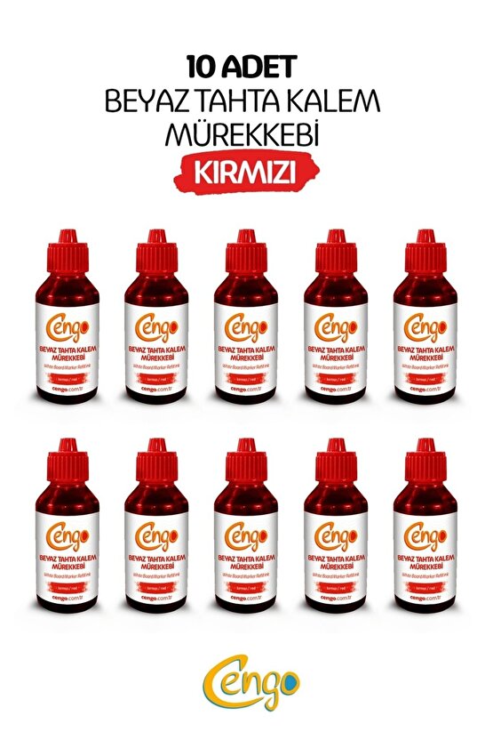 10 Adet Tahta Kalemi Mürekkebi 100 Ml - Kırmızı