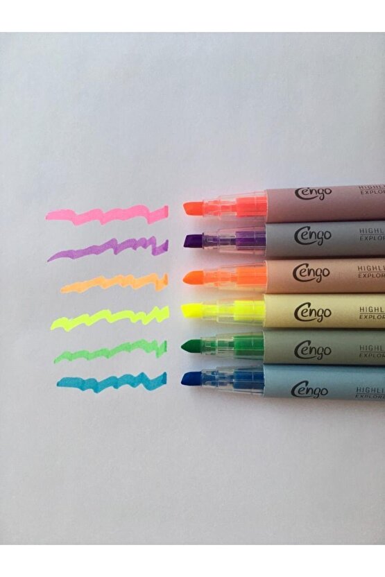 Highlighter Fosforlu Kalem 6’lı Set- Pastel Renkler