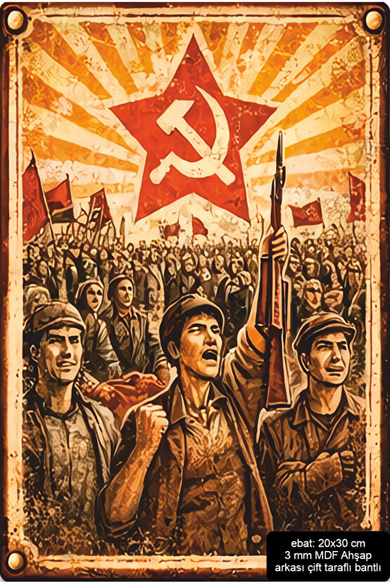 sol sosyalit devrim anti emperyalist retro ahşap poster mdf tablo pano