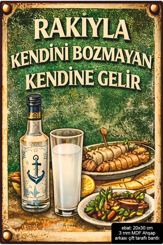 rakı adabı dekorasyon mdf tablo retro ahşap poster pano