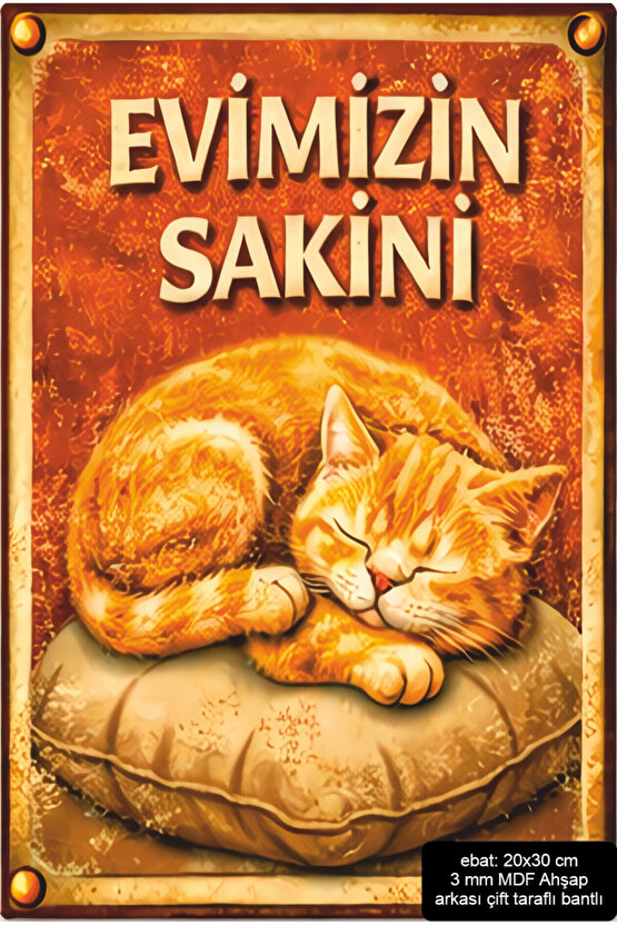 kedi evimizin sakini ev dekorasyon mdf tablo retro ahşap poster pano