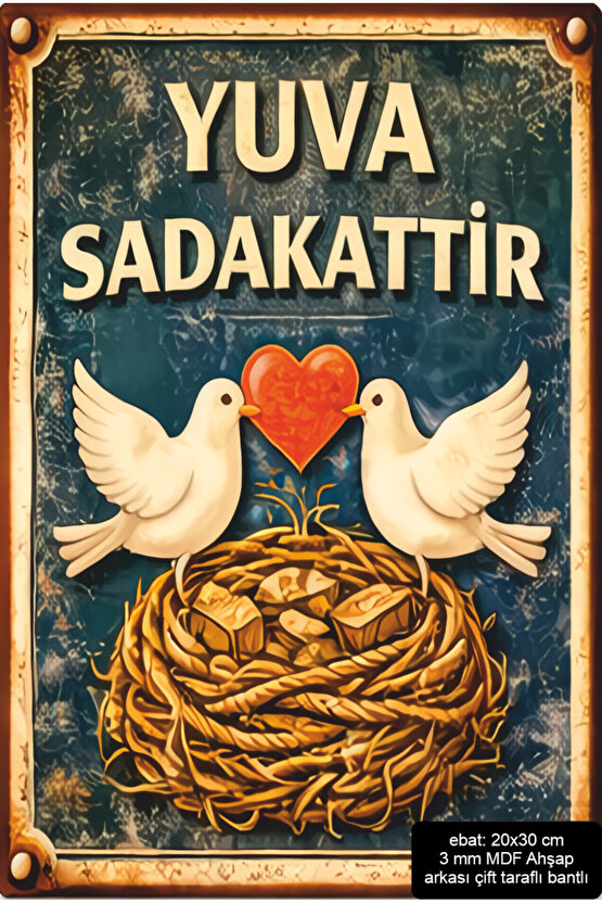 yuva sadakattir. evlilik düğün hediyesi ev dekorasyon mdf tablo retro ahşap poster