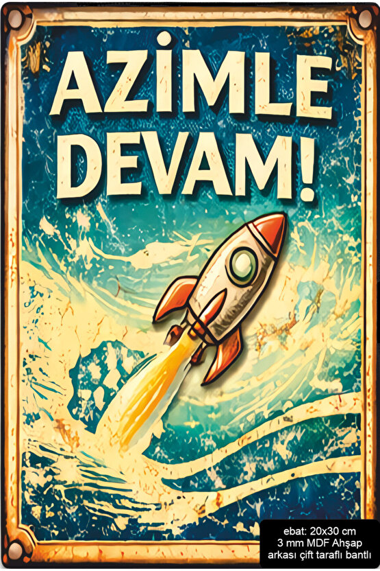 azimle devam öğrenci sınav başarı motivasyon mdf tablo retro ahşap poster