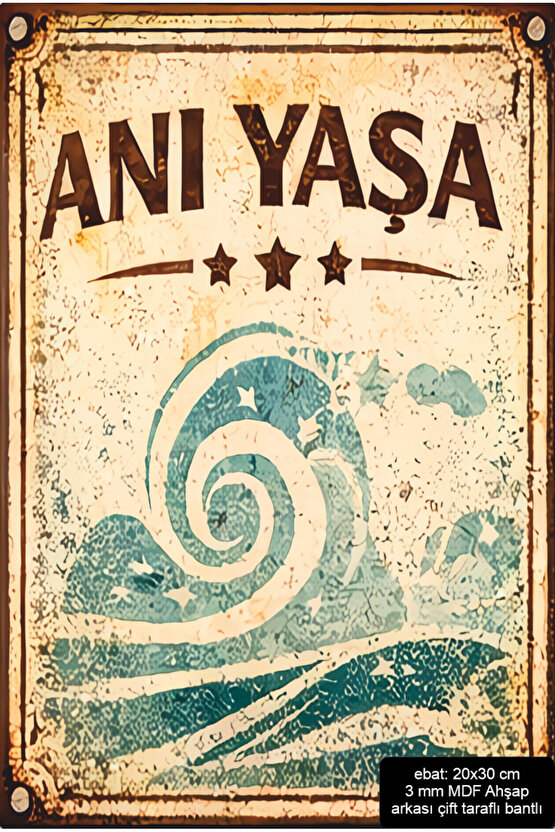 anı yaşa motivasyon iyi hissettiren güzel sözler duvar yazıları retro ahşap poster