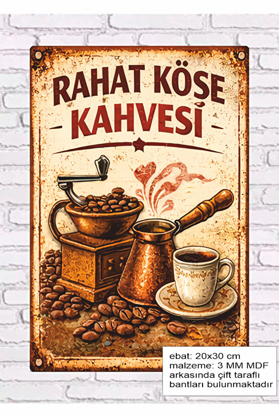 rahatlama kahvesi kahve köşesi dekorasyonu mdf tablo retro ahşap poster