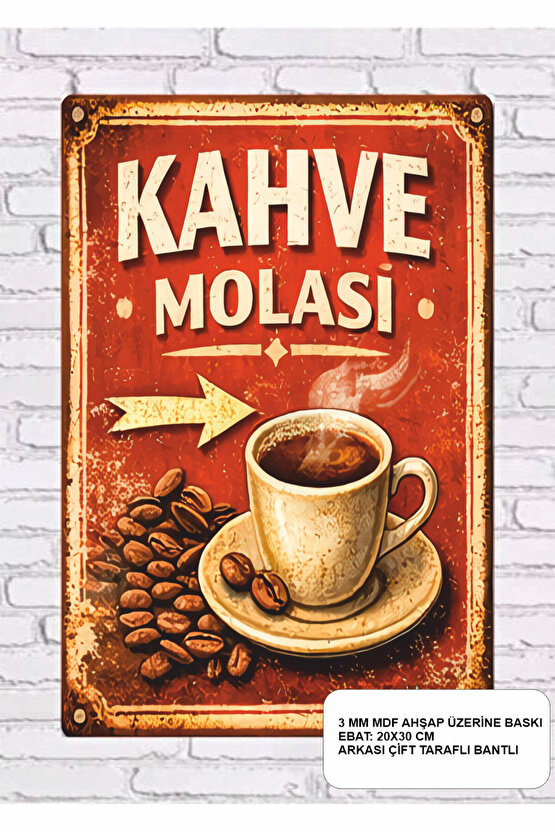 kahve köşesi dekorasyon tablo posteri kahve molası retro ahşap poster