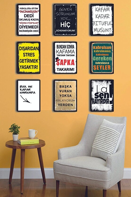 Karışık Yazılı MDF Poster Duvar Tablosu – Dekoratif Ev, Salon, Ofis İslami Tablo