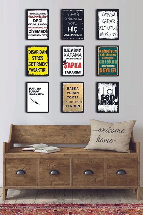 Karışık Yazılı MDF Poster Duvar Tablosu – Dekoratif Ev, Salon, Ofis İslami Tablo