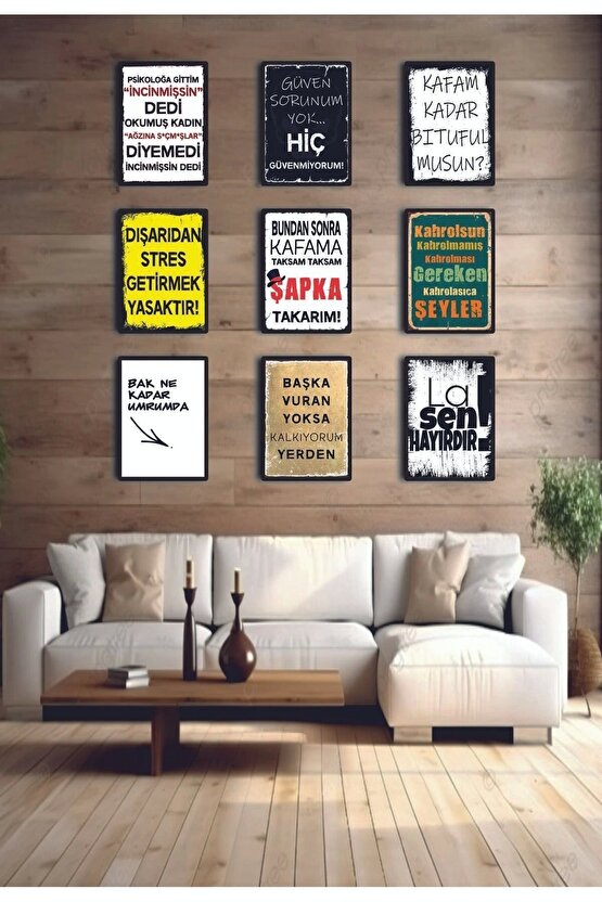 Karışık Yazılı MDF Poster Duvar Tablosu – Dekoratif Ev, Salon, Ofis İslami Tablo