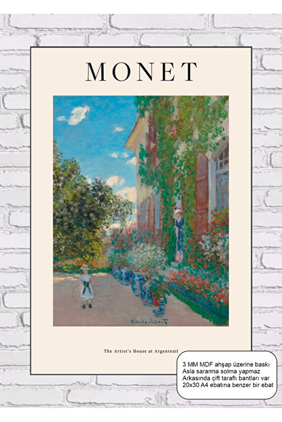 claudae monet the artist house at ergenteuil tablosu mdf tablo ahşap poster