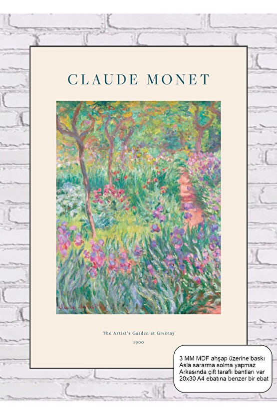 claude monet the artists garden at giverny tablosu mdf tablo ahşap poster