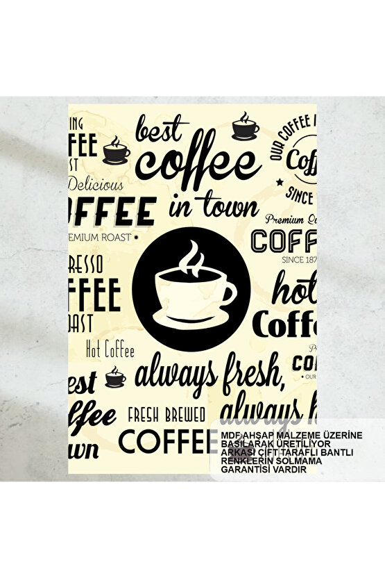 vintage kahve desenleri ev mutfak kafe dekorasyon tablo retro ahşap poster