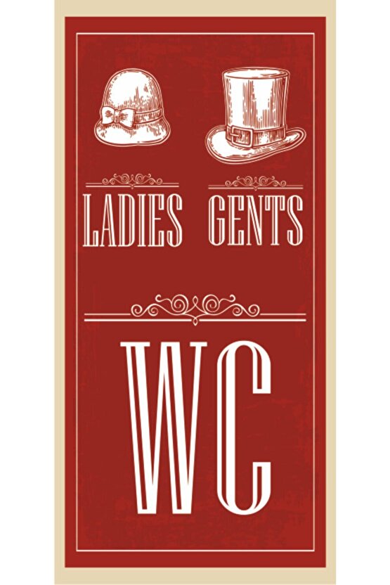 Wc (10 Cm X 20 Cm) Mini Retro Ahşap Poster