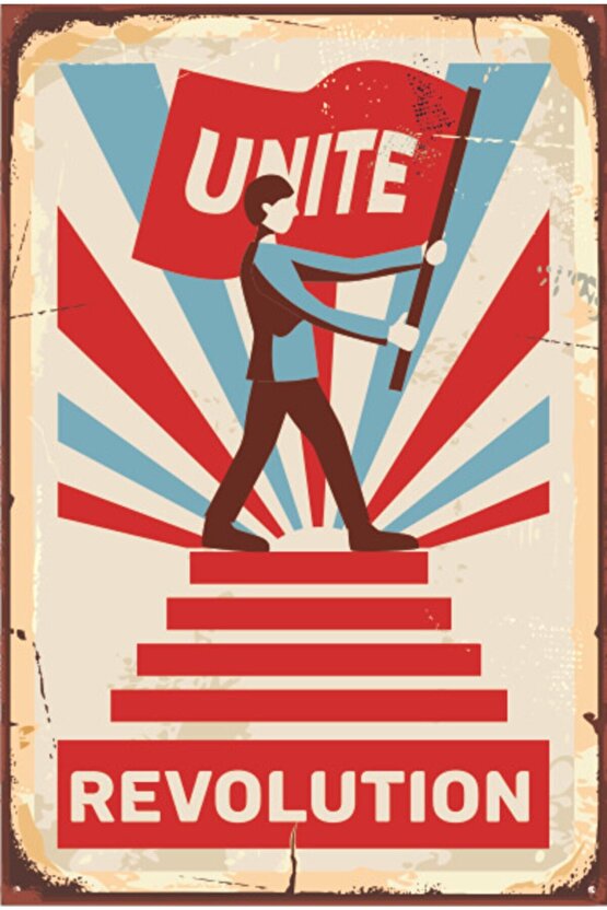 Devrim Için Birleş Retro Ahşap Poster