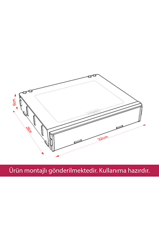 Treyo Ahşap Güneş Gözlüğü, Takı ve Makyaj Organizeri – Çekmece İçi Gözlük Standı Saklama Kutusu - Aynalı Kapaklı Ayarlan