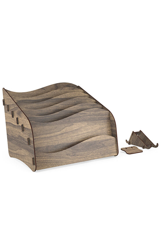 Wavy Montessori Çocuk Kitaplığı Ahşap Çocuk Odası Mini Kitaplık Masaüstü Organizer