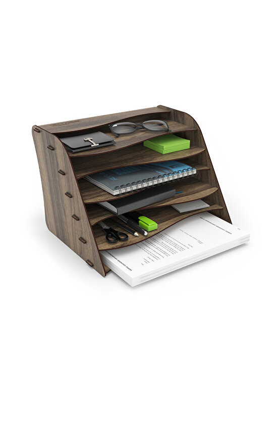 Wavy Montessori Çocuk Kitaplığı Ahşap Çocuk Odası Mini Kitaplık Masaüstü Organizer