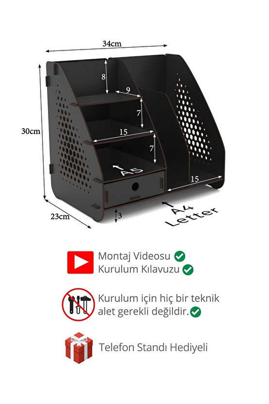 Focus Hexa Çekmeceli A4 Evrak Rafı Masaüstü Organizer