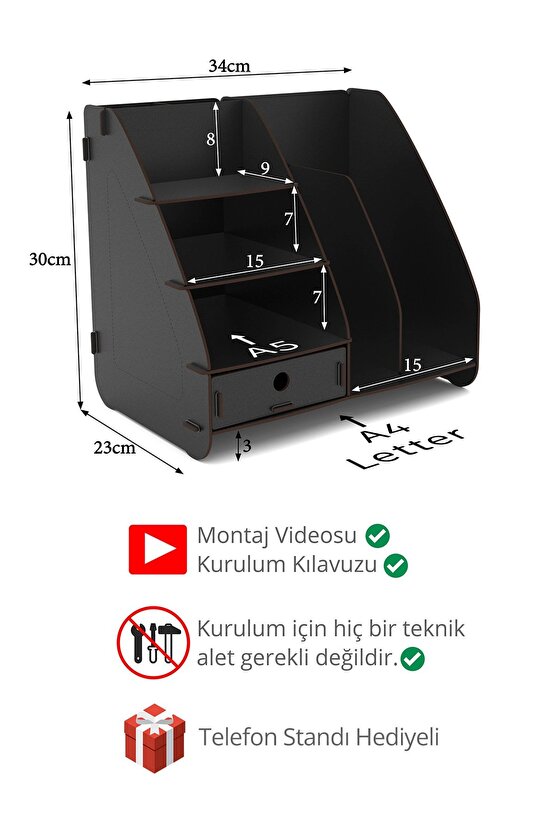 Focus Modest Çekmeceli A4 Evrak Rafı Masaüstü Organizer