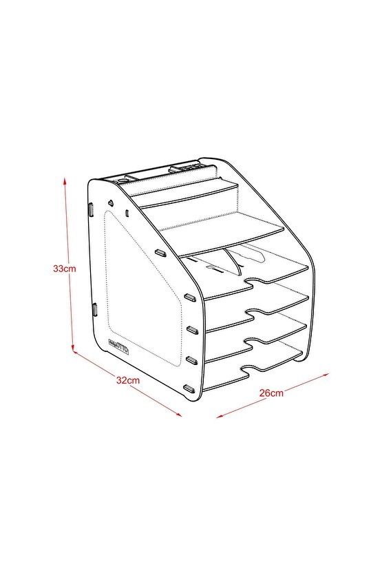 Design Otto Large Modest 6 Renk A4 Evrak Rafı Masaüstü Organizer