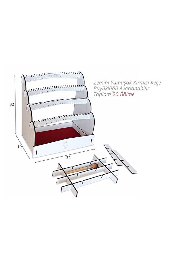 Diamond Small Organizer Kozmetik Makyaj Kolye Küpe Yüzük Takı Kutusu Düzenleyici Beyaz