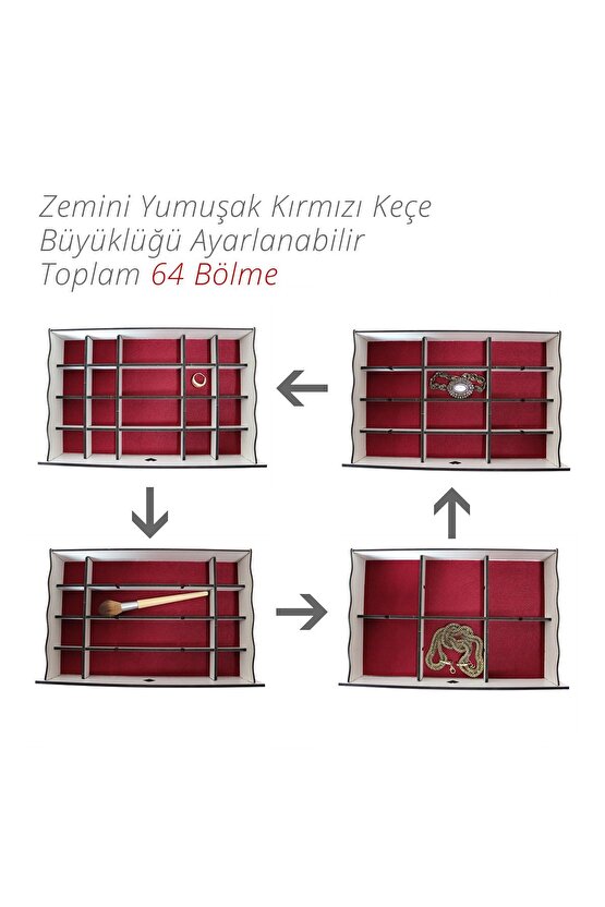 Diamond Large Organizer Kozmetik Makyaj Kolye Küpe Yüzük Takı Kutusu Düzenleyici Beyaz
