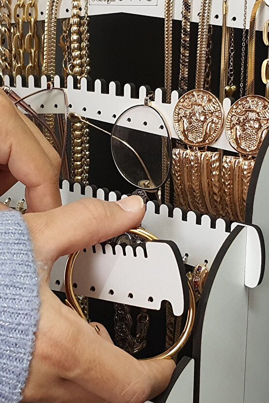 Diamond Large Organizer Kozmetik Makyaj Kolye Küpe Yüzük Takı Kutusu Düzenleyici Beyaz