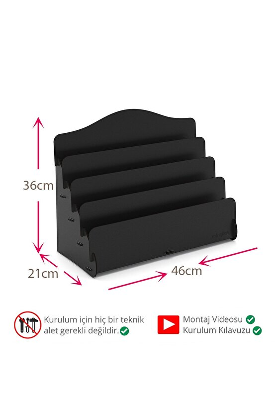 Mini Lucky 4 Raflı Ahşap Masaüstü Mini Kitaplık Montessori Çocuk Kitaplığı Çocuk Odası Kitaplık