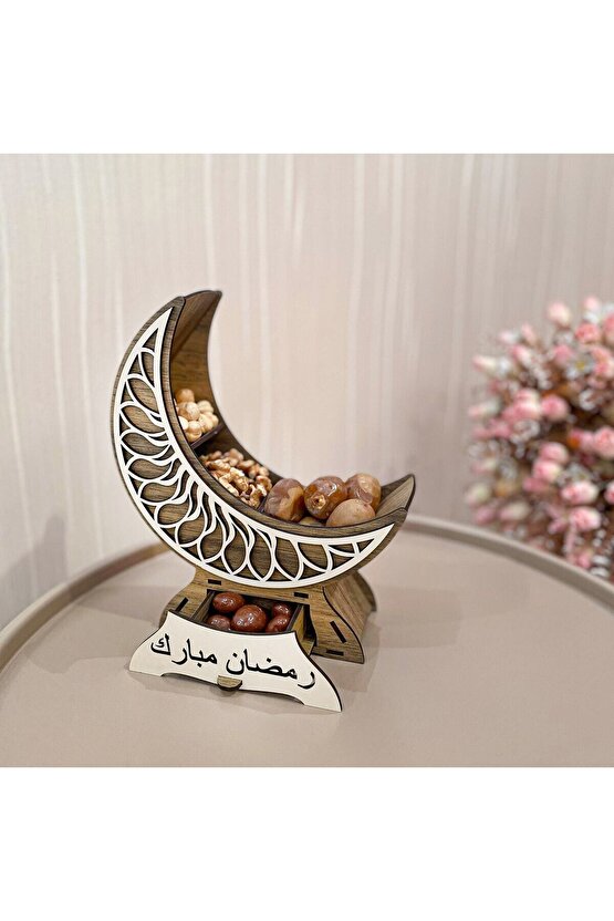 Hilal - Ramazan Ayı Hediyelik Dekoratif Sunumluk Hurmalık Lokumluk Çerezlik Şekerlik Kase