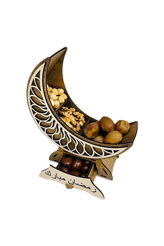 Hilal - Ramazan Ayı Hediyelik Dekoratif Sunumluk Hurmalık Lokumluk Çerezlik Şekerlik Kase