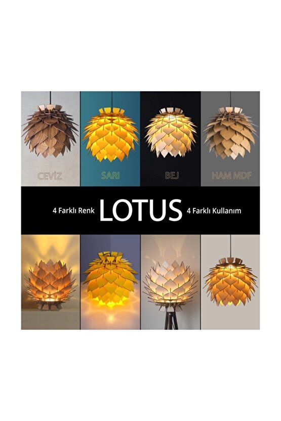 Lotus Dekoratif Avize Sarkıt Abajur Lambader Şapkası Bej