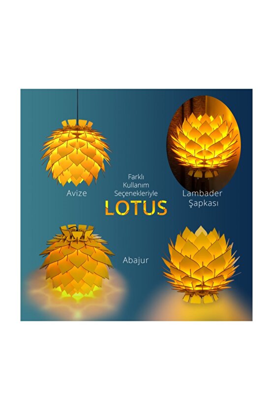 Lotus Dekoratif Avize Sarkıt Abajur Lambader Şapkası