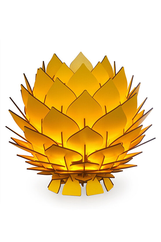 Lotus Dekoratif Ahşap Abajur Modern Tasarım Tekli Sarı Sarkıt Salon Mutfak Oda Hol Aydınlatma